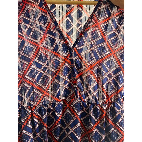 Scotch & Soda Amsterdams Blauw Boho Maxi Dress S Geo Print Fall Chic - Picture 5 of 16